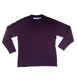 Penman’s vintage coastal knit sweater burgundy cable knit wool blend XL